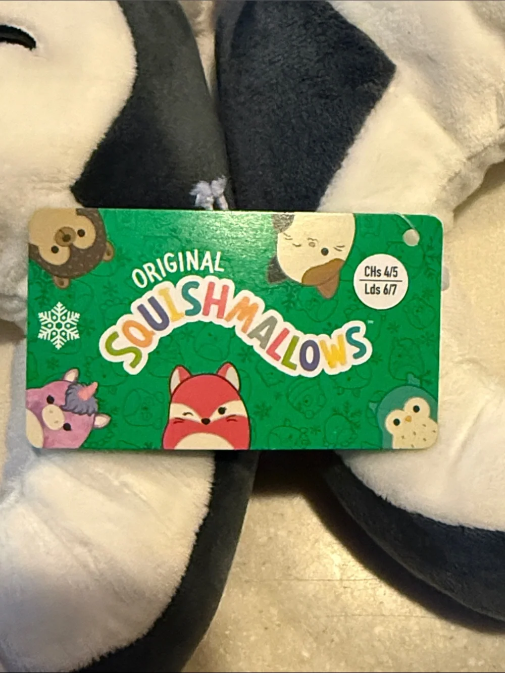 NWT Squishmallow PENGUIN Christmas slippers CHs 4/5 LDs 6/7